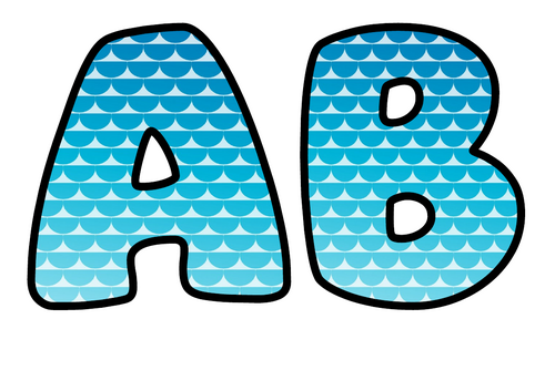 Blue Scallops Themed Bubble Letters | Classroom Display Alphabet | A-Z and 0-9