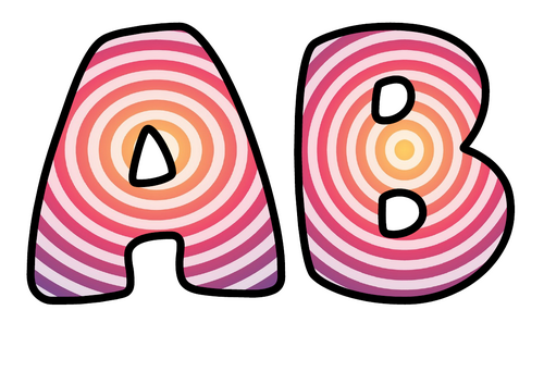 Rainbow Rings Bubble Letters | Display Lettering | Printable A-Z and 0-9