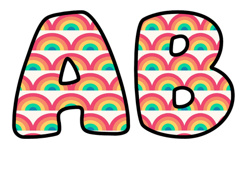 Rainbow Arches Bubble Letters | Bulletin Board Letters | Printable A-Z and 0-9