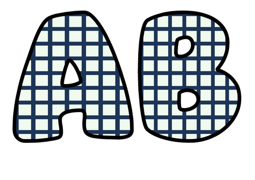Navy Grid Display Lettering | Bubble Letters A-Z and 0-9 | Classroom Decor