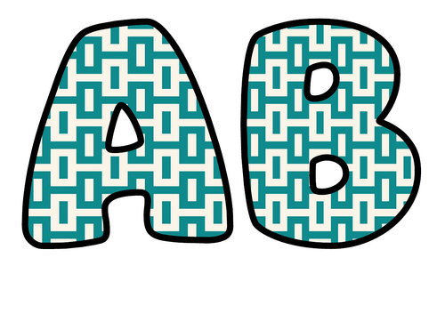 Bubble Letters Teal Basket Weave | Printable Alphabet Display Pack | A-Z and 0-9