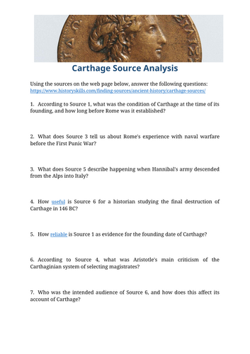Ancient Carthage Source Analysis Worksheet