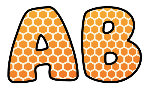 Gold Honeycomb Bubble Letters | Display Lettering | Printable A-Z and 0-9