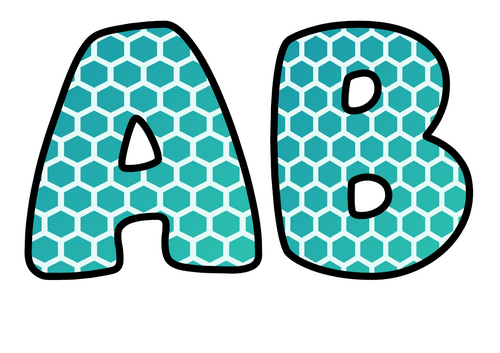 Teal Honeycomb Bubble Letters | Bulletin Board Letters | Printable A-Z and 0-9