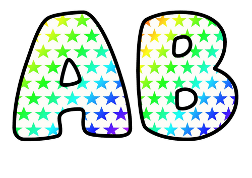 Rainbow Stars Bubble Letters | Bulletin Board Letters | Printable A-Z and 0-9