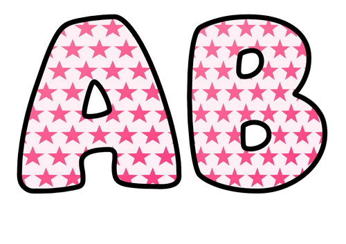 Pink Stars Display Lettering | Bubble Letters A-Z and 0-9 | Classroom Decor