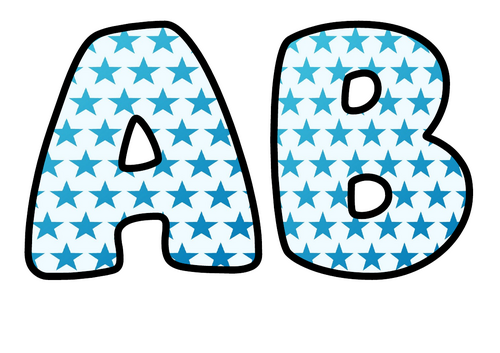 Bubble Letters Teal Stars | Printable Alphabet Display Pack | A-Z and 0-9