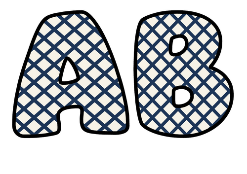 Navy Crosshatch Themed Bubble Letters | Classroom Display Alphabet | A-Z and 0-9