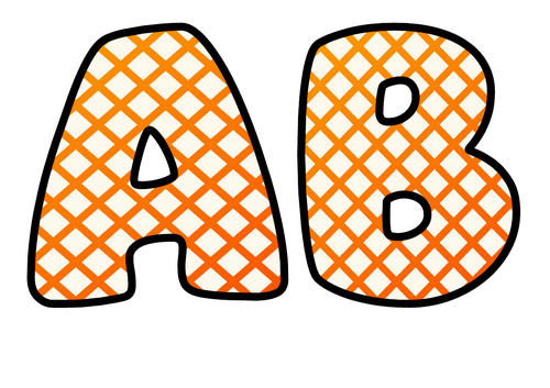 Orange Crosshatch Alphabet Display Pack | Printable Bubble Letters A-Z and 0-9