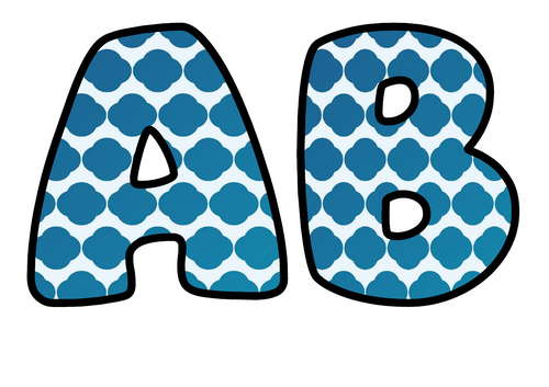 Blue Moroccan Trellis Bubble Letters | Bulletin Board Letters | Printable A-Z and 0-9