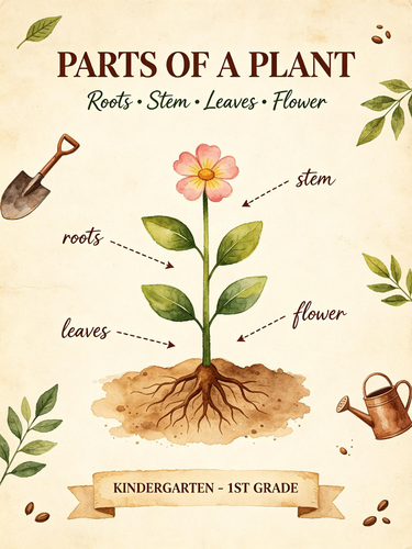 Parts of a Plant Science Worksheets K-1