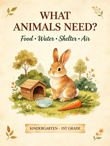 What Animals Need Science Worksheets K-1