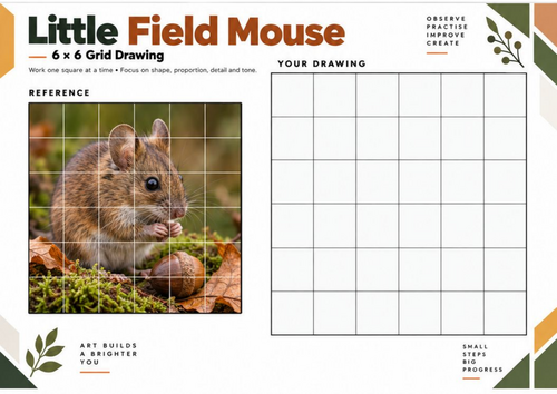 Field Mouse Grid Drawing Worksheet | 6x6 Wildlife Drawing Activity | KS3 KS4