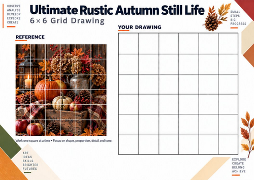 Ultimate Rustic Autumn Still Life Grid Drawing Challenge | KS3 Art