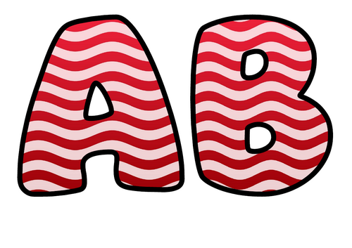 Red Waves Alphabet Display Pack | Printable Bubble Letters A-Z and 0-9