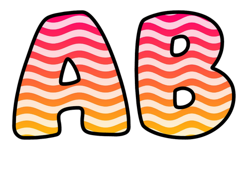 Sunset Waves Bubble Letters | Display Lettering | Printable A-Z and 0-9
