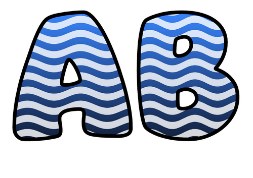 Navy Waves Bubble Letters | Bulletin Board Letters | Printable A-Z and 0-9