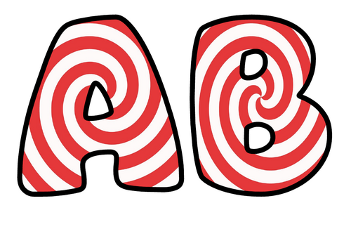 Red and White Spiral Display Lettering | Bubble Letters A-Z and 0-9 | Classroom Decor