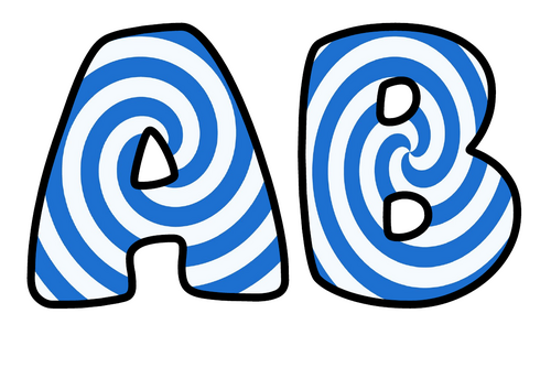 Bubble Letters Blue and White Spiral | Printable Alphabet Display Pack | A-Z and 0-9