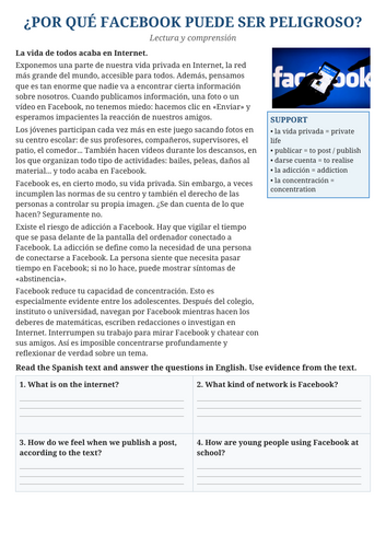 Spanish Reading Comprehension – Why Can Facebook Be Dangerous?