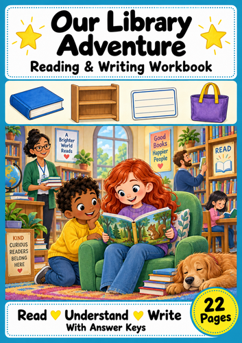 Library Reading Comprehension and Writing Workbook Grades 1-2