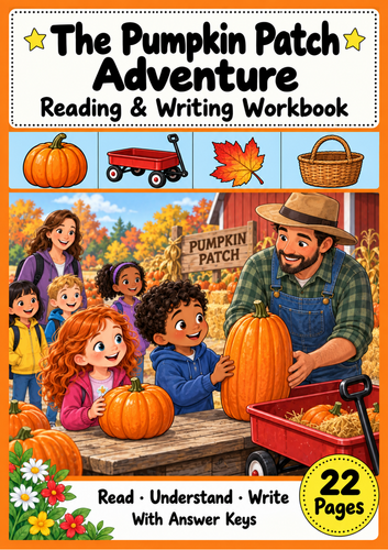 Pumpkin Patch Adventure Reading and Writing Workbook Grades 1-2