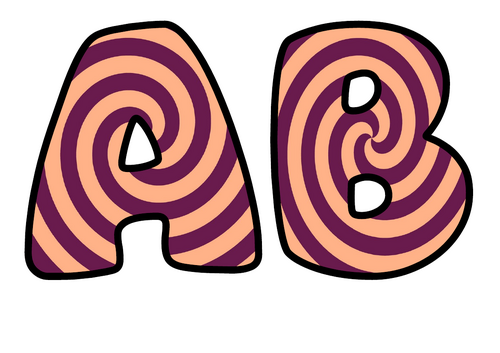 Peach and Plum Spiral Themed Bubble Letters | Classroom Display Alphabet | A-Z and 0-9