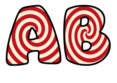 Cherry and Cream Spiral Bubble Letters | Display Lettering | Printable A-Z and 0-9