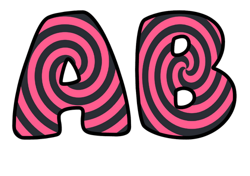 Rose and Charcoal Spiral Display Lettering | Bubble Letters A-Z and 0-9 | Classroom Decor