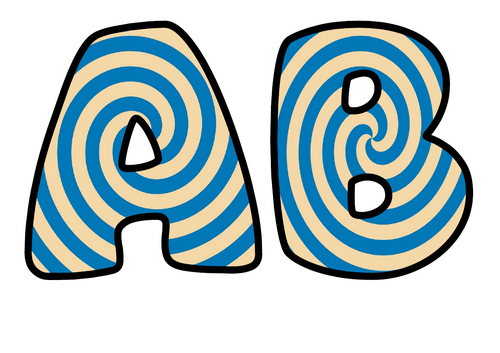 Bubble Letters Ocean and Sand Spiral | Printable Alphabet Display Pack | A-Z and 0-9