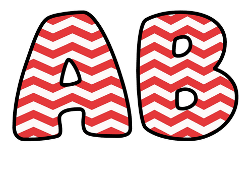 Red and White Zigzag Themed Bubble Letters | Classroom Display Alphabet | A-Z and 0-9