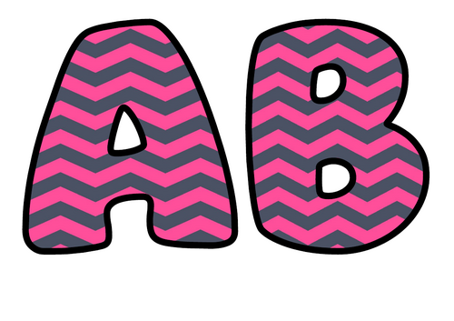 Pink and Grey Zigzag Display Lettering | Bubble Letters A-Z and 0-9 | Classroom Decor