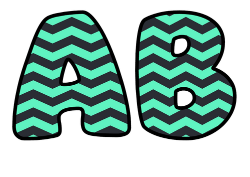 Mint and Charcoal Zigzag Themed Bubble Letters | Classroom Display Alphabet | A-Z and 0-9