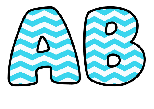 Sky and White Zigzag Bubble Letters | Bulletin Board Letters | Printable A-Z and 0-9