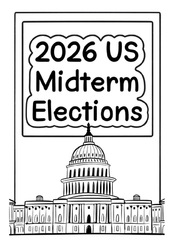 2026 US Midterm Elections Coloring Pages & Blank Lined Writing Paper NO PREP