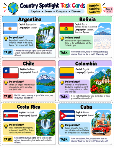 Hispanic Heritage Month Flags & Project | 20 Spanish-Speaking Countries Craft