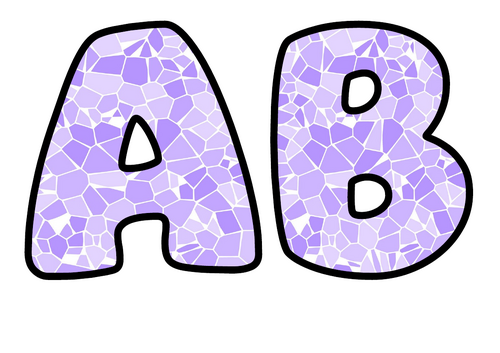 Lilac Ice Shards Bubble Letters | Bulletin Board Letters | Printable A-Z and 0-9