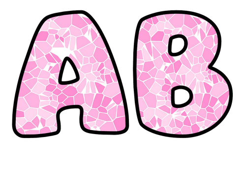 Bubble Letters Bubblegum Ice Shards | Printable Alphabet Display Pack | A-Z and 0-9