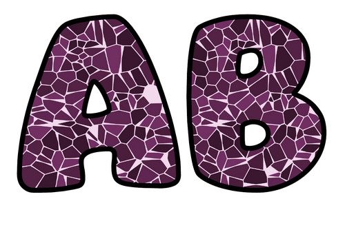 Plum Ice Shards Alphabet Display Pack | Printable Bubble Letters A-Z and 0-9