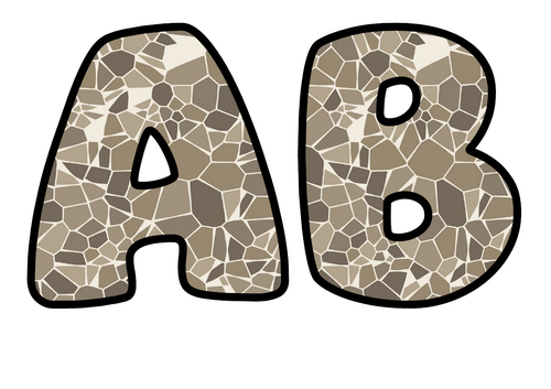 Stone Ice Shards Display Lettering | Bubble Letters A-Z and 0-9 | Classroom Decor