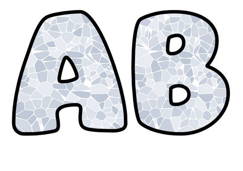 Bubble Letters Silver Ice Shards | Printable Alphabet Display Pack | A-Z and 0-9