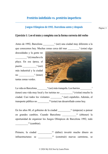 Spanish Preterite (INDEFINIDO) vs Imperfect (IMPERFECTO) Reading, Writing & Speaking A2/B1