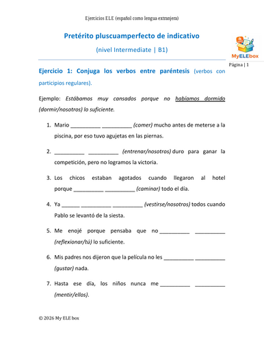Spanish Pluperfect (Pretérito PLUSCUAMPERFECTO indicativo) | Intermediate B1