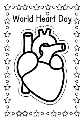 World Heart Day September 29 Blank Lined Writing Paper & Coloring Pages NO PREP