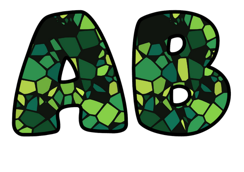 Forest Stained Glass Bubble Letters | Display Lettering | Printable A-Z and 0-9