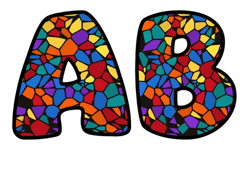 Fine Leaded Stained Glass Themed Bubble Letters | Classroom Display Alphabet | A-Z and 0-9