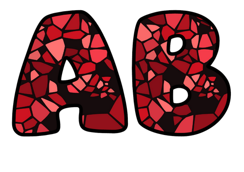 Ruby Stained Glass Bubble Letters | Display Lettering | Printable A-Z and 0-9