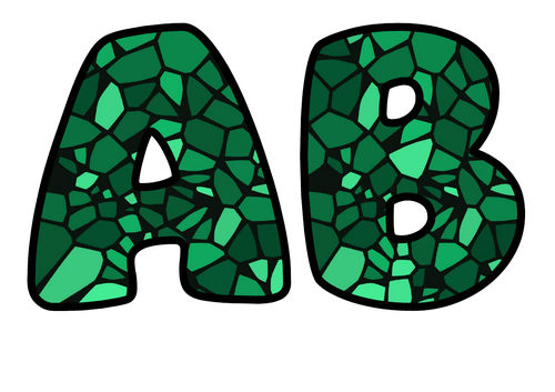 Emerald Stained Glass Bubble Letters | Bulletin Board Letters | Printable A-Z and 0-9