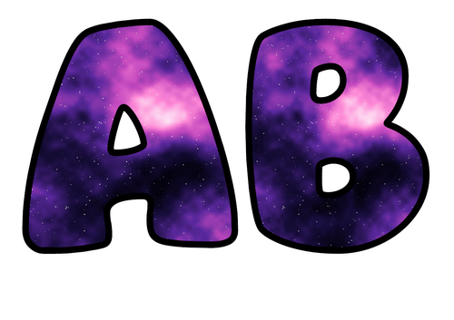 Magenta Nebula Display Lettering | Bubble Letters A-Z and 0-9 | Classroom Decor