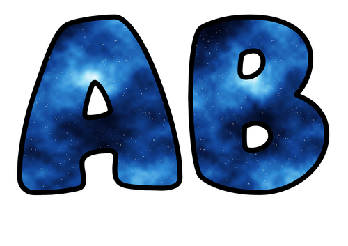 Bubble Letters Blue Nebula | Printable Alphabet Display Pack | A-Z and 0-9